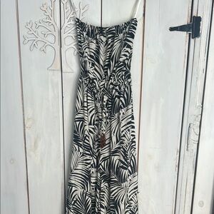 Black and White Leaf Print Jumpsuit